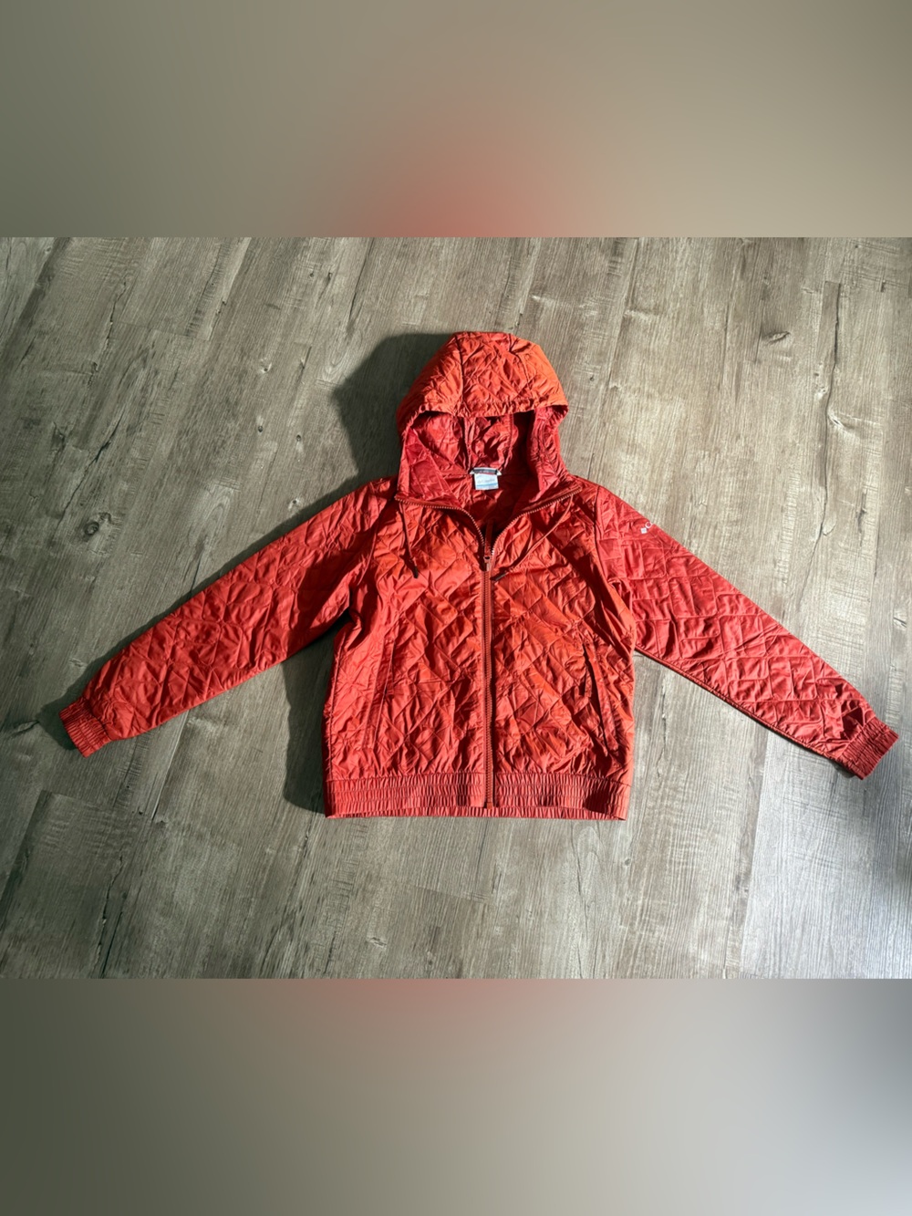 Columbia Sportswear Quilted Darker Orange Hooded Jacket S (zip up)